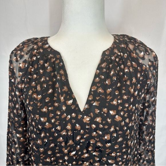 Kasper Jacquard Split V-Neck - Long Sleeve Blouse - Size Large - Picture 2 of 6
